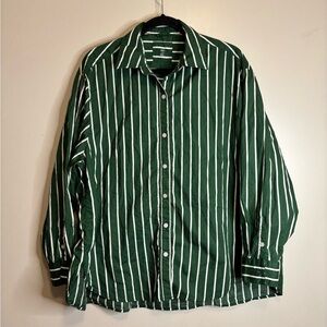 Oversized Green + White Striped Women’s Shirt
